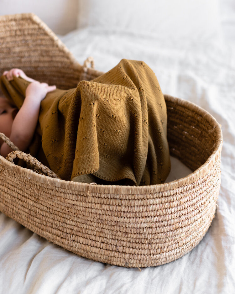 Hvid Dekentje Bibi - Mustard