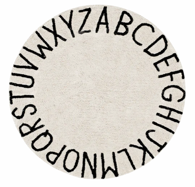 Lorena Canals Wasbaar Tapijt Round ABC - Natural/Black