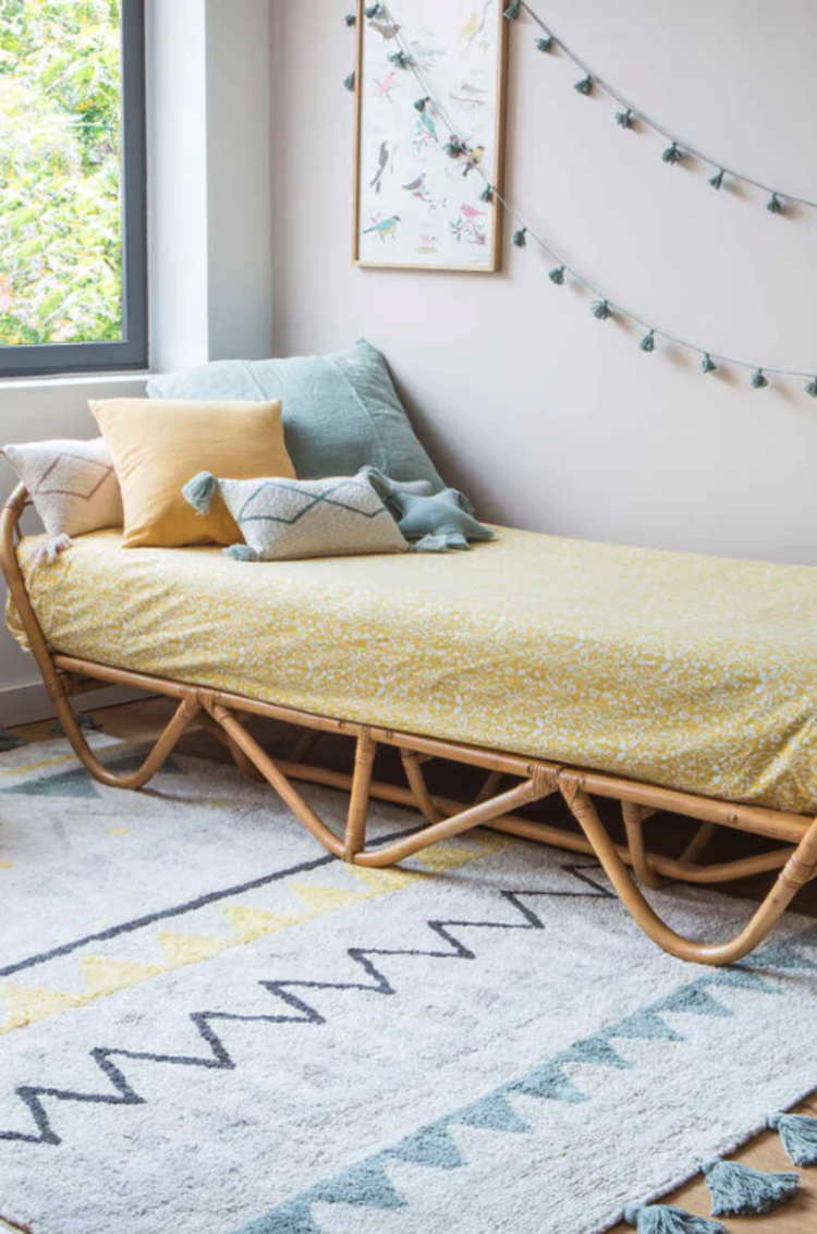 Lorena Canals Wasbaar Tapijt Azteca - Natural/Vintage Blue