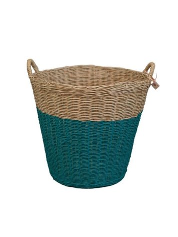 Numero 74 Rattan Storage Basket - Teal Blue