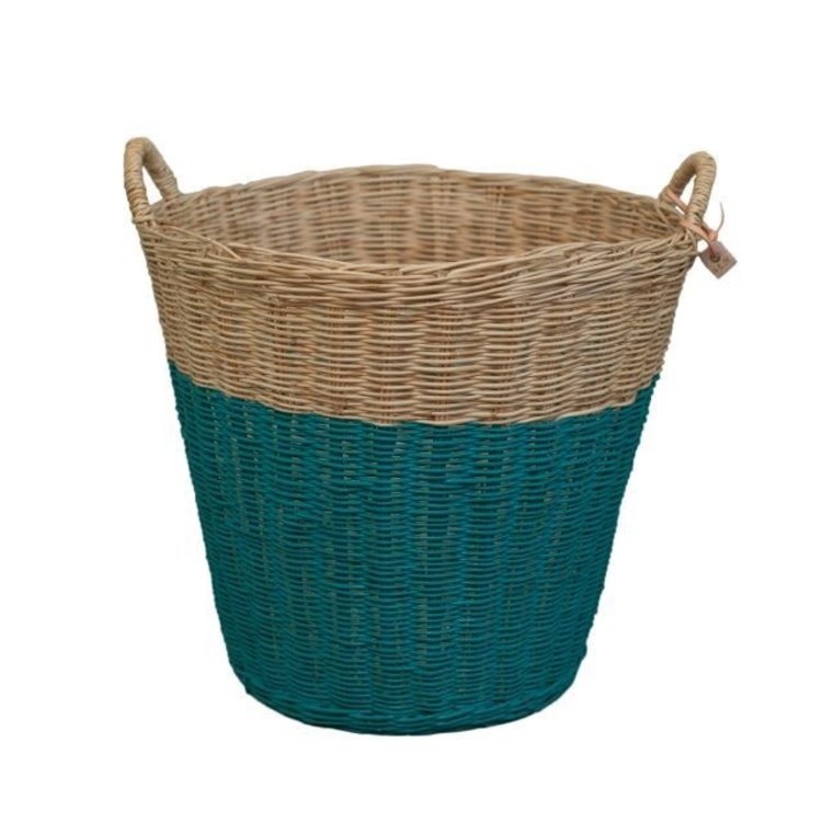Numero 74 Rattan Storage Basket - Teal Blue