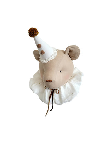 Love me Decoration Dierenhoofd Beer - Beige Met Crème Kraag