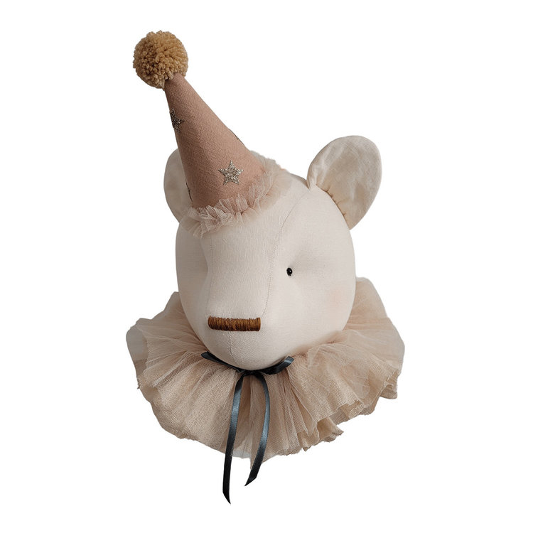 Love me Decoration Dierenhoofd Beer - Beige Met Sterren Hoed