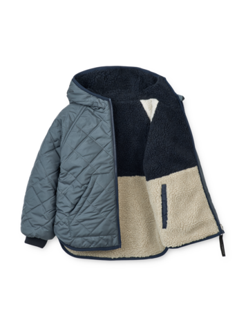 Liewood Jackson Printed Reversible Jacket - Whale Blue Multi Mix