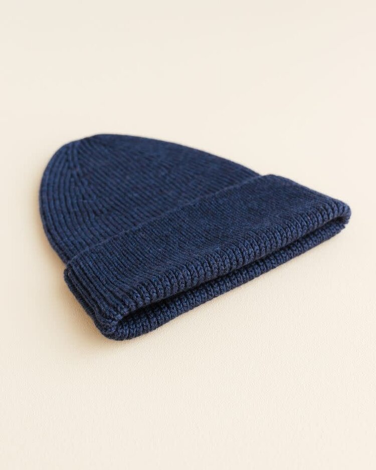 Hvid Beanie Fonzie - Blue