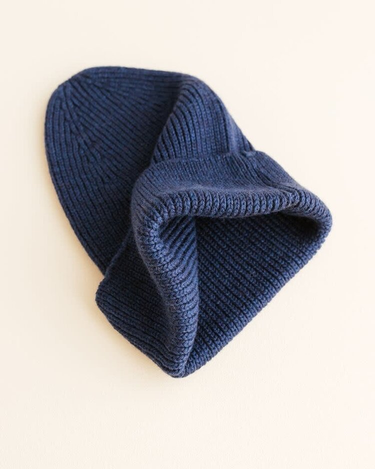 Hvid Beanie Fonzie - Blue
