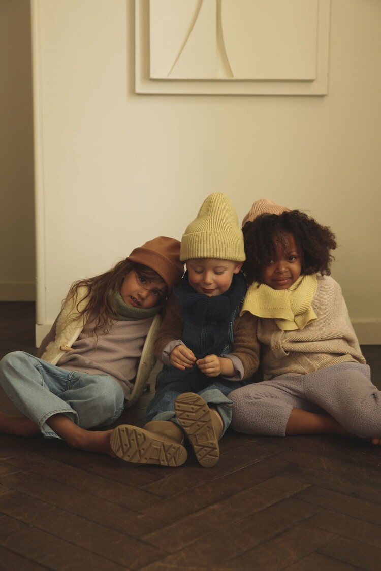 Hvid Beanie Fonzie - Light Yellow