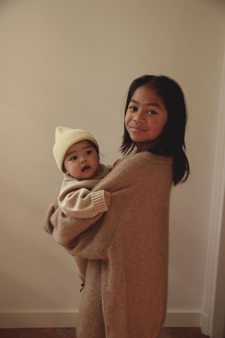 Hvid Beanie Fonzie - Light Yellow