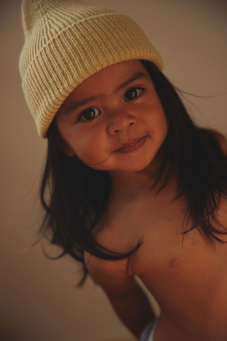 Hvid Beanie Fonzie - Light Yellow