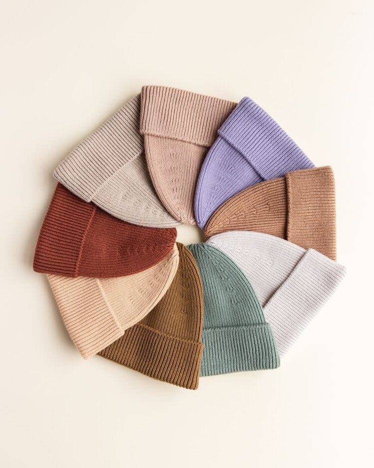 Hvid Beanie Fonzie - Salmon