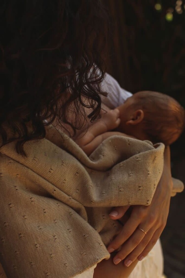 Hvid Blanket Bibi - Sand