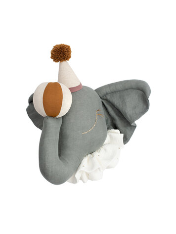 Love me Decoration Dierenhoofd Circus Olifant - Graphite Met Beige Hoed