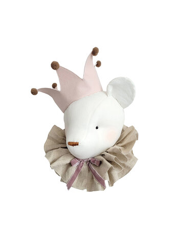 Love me Decoration Dierenhoofd Beer - Crème Met Poederroze Kroon