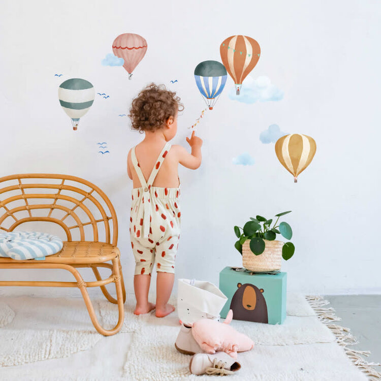 Mimi Lou Wallsticker 'Easy' - Hot Air Balloons In Watercolor
