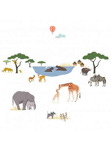Mimi Lou Muursticker 'Easy' - Safari