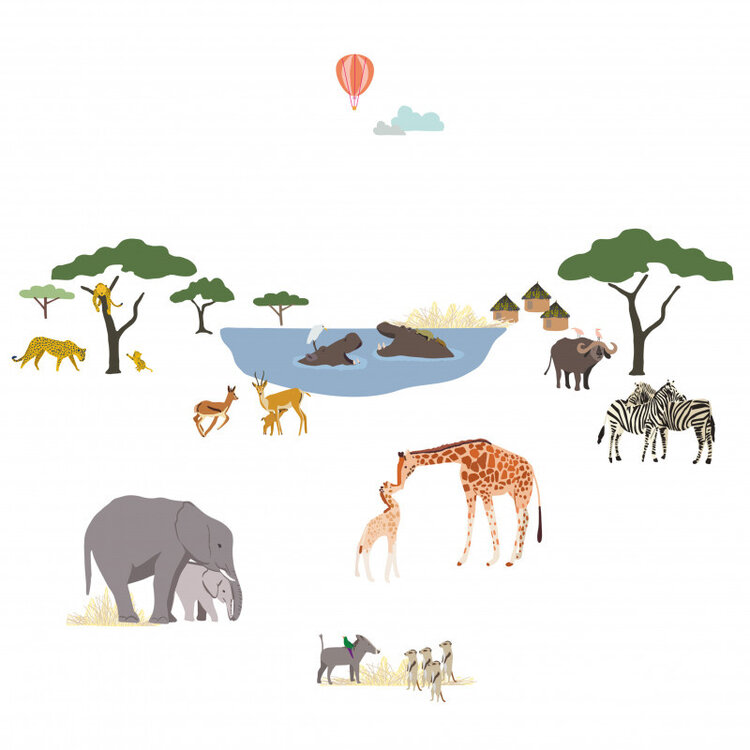 Mimi Lou Muursticker 'Easy' - Safari