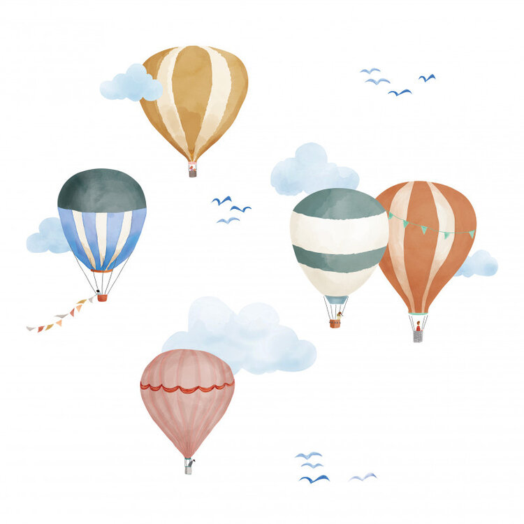 Mimi Lou Wallsticker 'Easy' - Hot Air Balloons In Watercolor