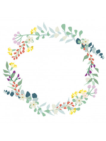 Mimi Lou Wallsticker 'Easy' - Flowers Wreath
