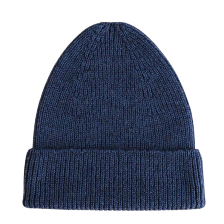 Hvid Beanie Fonzie - Blue