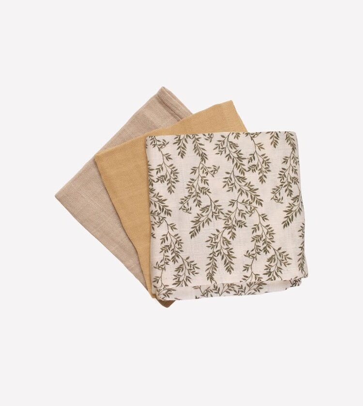Main Sauvage 3 Pack Muslin Wipes - Bay Leaves