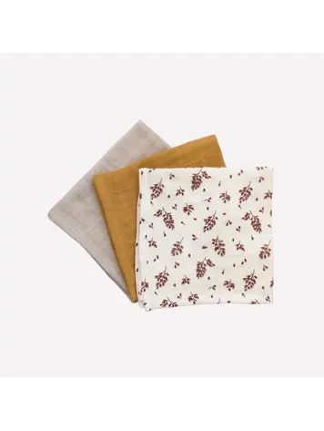 Main Sauvage 3 Pack Muslin Wipes - Meadow