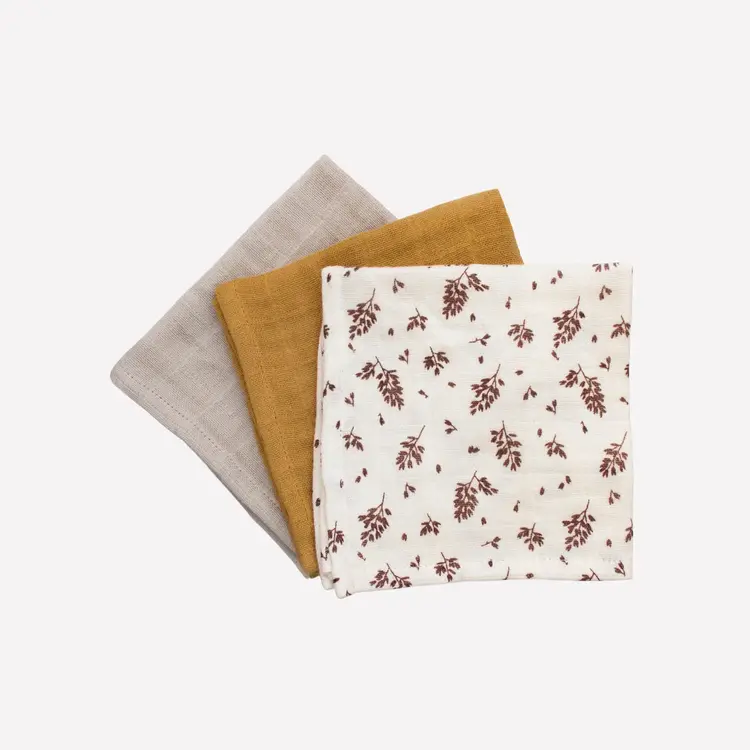 Main Sauvage 3 Pack Muslin Wipes - Meadow