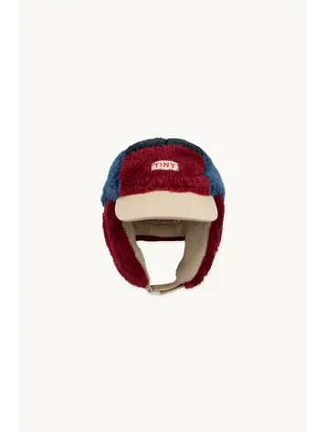 Tiny Cottons Color Block Polar Sherpa Cap - Navy/ Deep Red