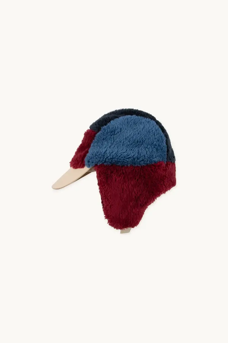 Tiny Cottons Color Block Polar Sherpa Cap - Navy/ Deep Red