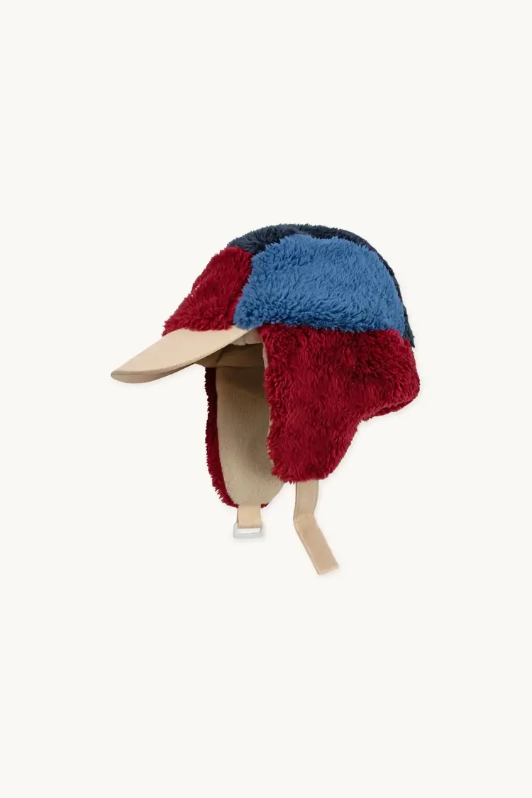 Tiny Cottons Color Block Polar Sherpa Cap - Navy/ Deep Red