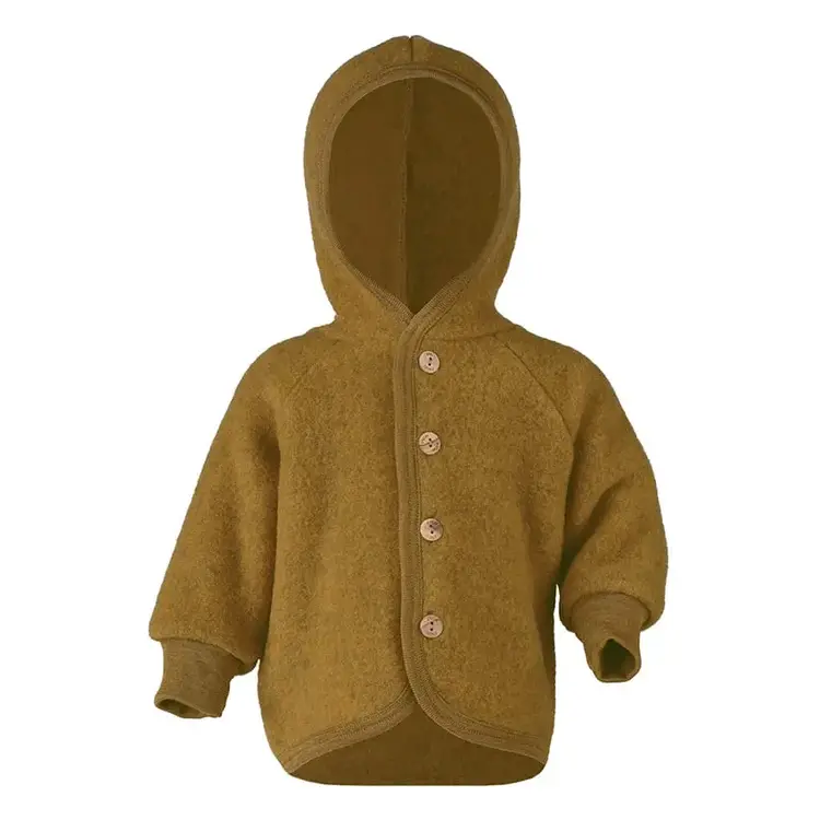 Engel Natur Hooded Jacket With Wooden Buttons - Saffron Mélange