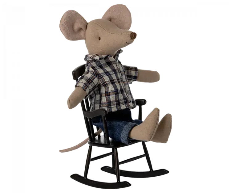 Maileg Rocking Chair, Mouse - Anthracite