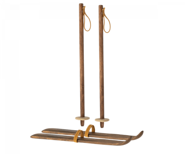 Maileg Ski And Ski Poles, Mum & Dad Mouse