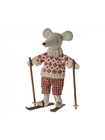 Maileg Winter Mouse With Ski Set, Mum