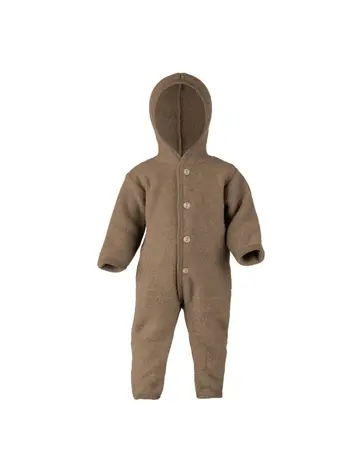 Engel Natur Hooded Overall With Buttons & Cuffs - Walnut Mélange