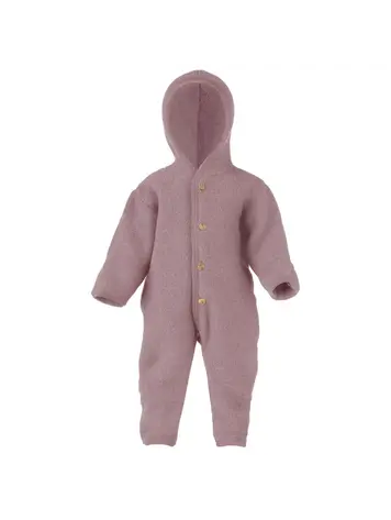 Engel Natur Hooded Overall With Buttons & Cuffs - Rosewood Mélange