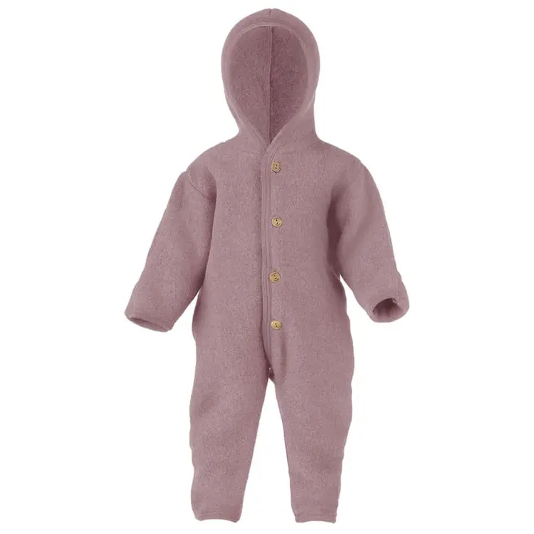 Engel Natur Hooded Overall With Buttons & Cuffs - Rosewood Mélange