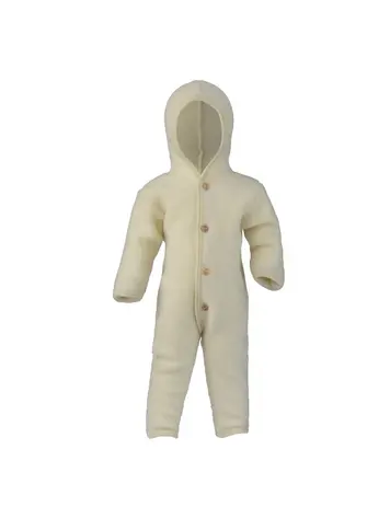 Engel Natur Hooded Overall With Buttons & Cuffs - Natural