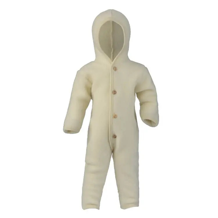Engel Natur Hooded Overall With Buttons & Cuffs - Natural