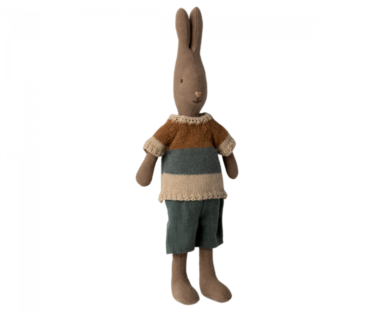 Maileg Rabbit Size 2, Dusty Brown - Shirt And Shorts