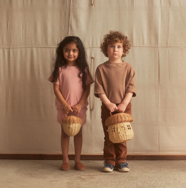 Olli Ella Rattan Mushroom Basket - Natural