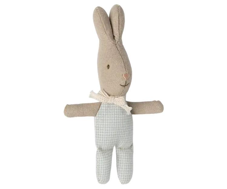 Maileg Rabbit, My - Light Blue Check