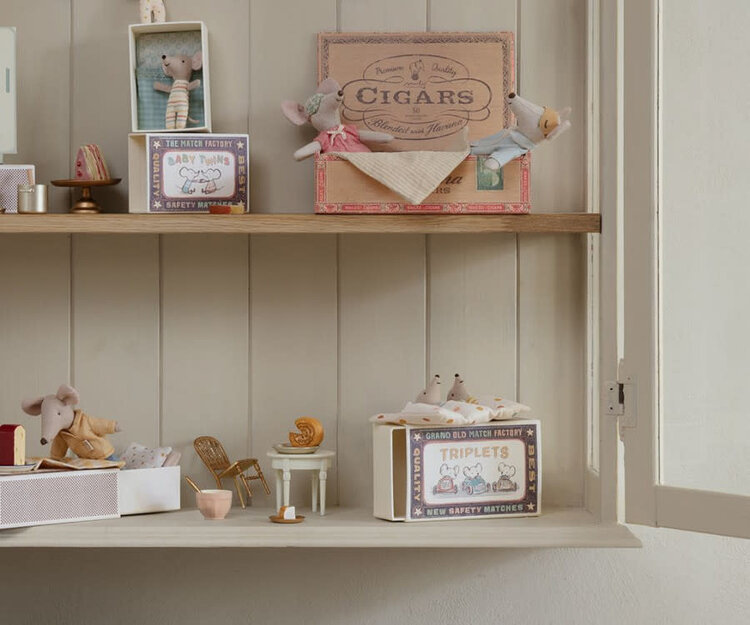 Maileg Triplets, Baby Mice In Matchbox