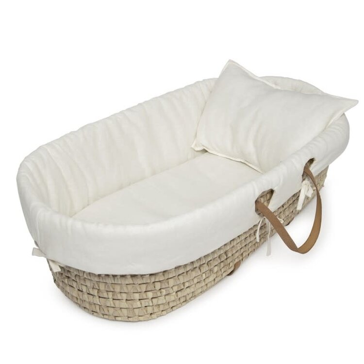 Babyshower Ecru Linen Moses Basket Dressing