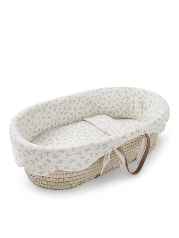 Babyshower Little Cloud Moses Basket Linen Set - Olive Bloom