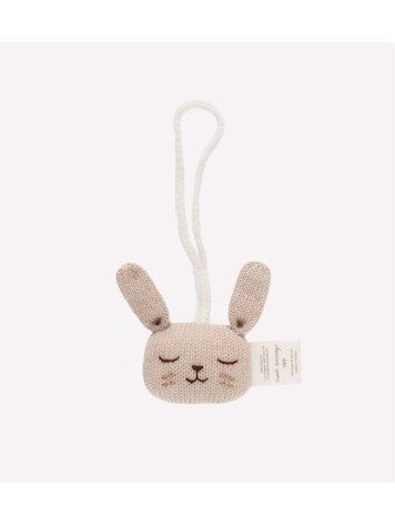 Main Sauvage Bunny Hanging Rattle/Paci Holder - Sand Main Sauvage Bunny Hanging Rattle/Paci Holder - Sand