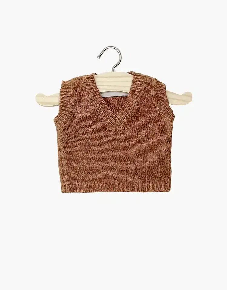 Minikane Doll Sweater - Léonardo En Tricot Caramel Chiné