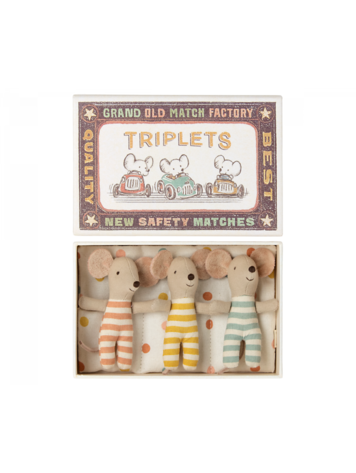 Maileg Triplets, Baby Mice In Matchbox