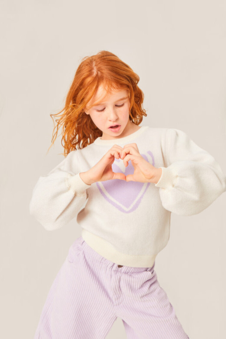 Mipounet Valentina Sweater  - Ecru/ Mauve