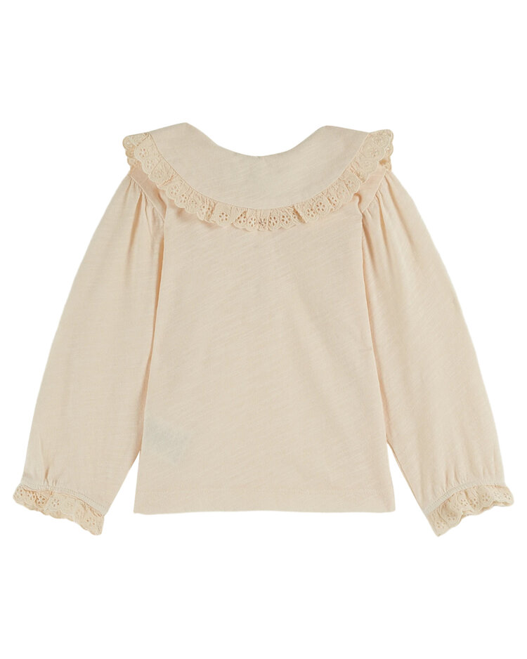 Emile et ida Blouse Jersey Flamme Brodee - Creme