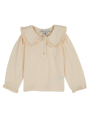 Emile et ida Blouse Jersey Flamme Brodee - Creme